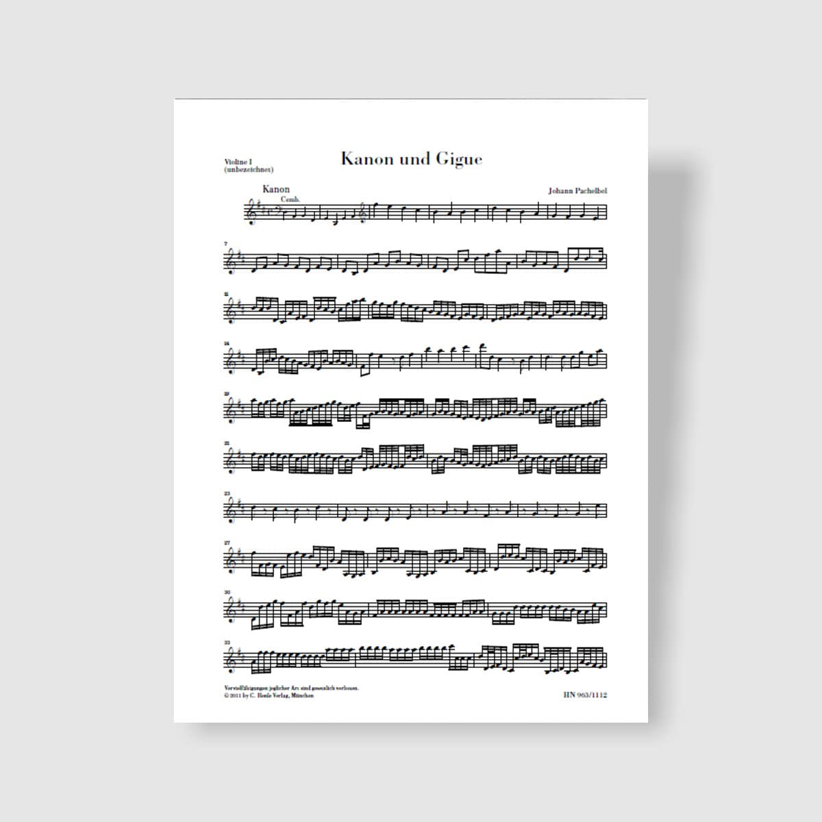파헬벨 3개의 바이올린과 바소 콘티누오를 위한 캐논과 무곡 in D Major